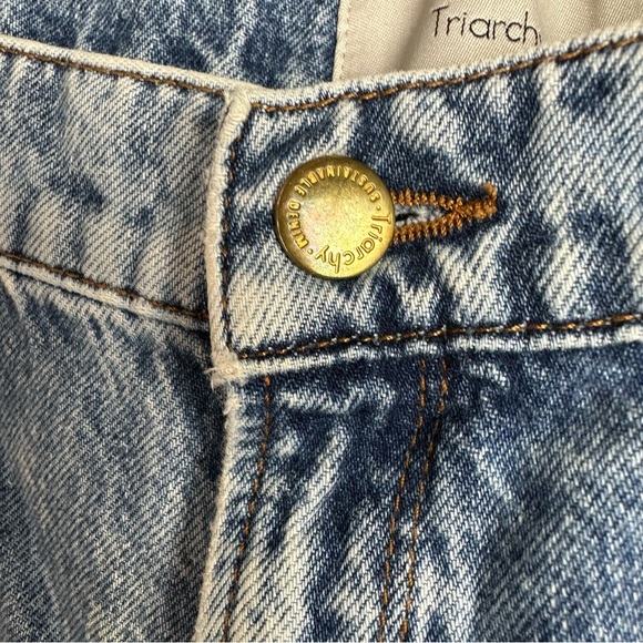 Triarchy Medium Wash Denim 100%Organic Cotton Blown Put Distressed Knee Jeans 27 - Picture 8 of 16